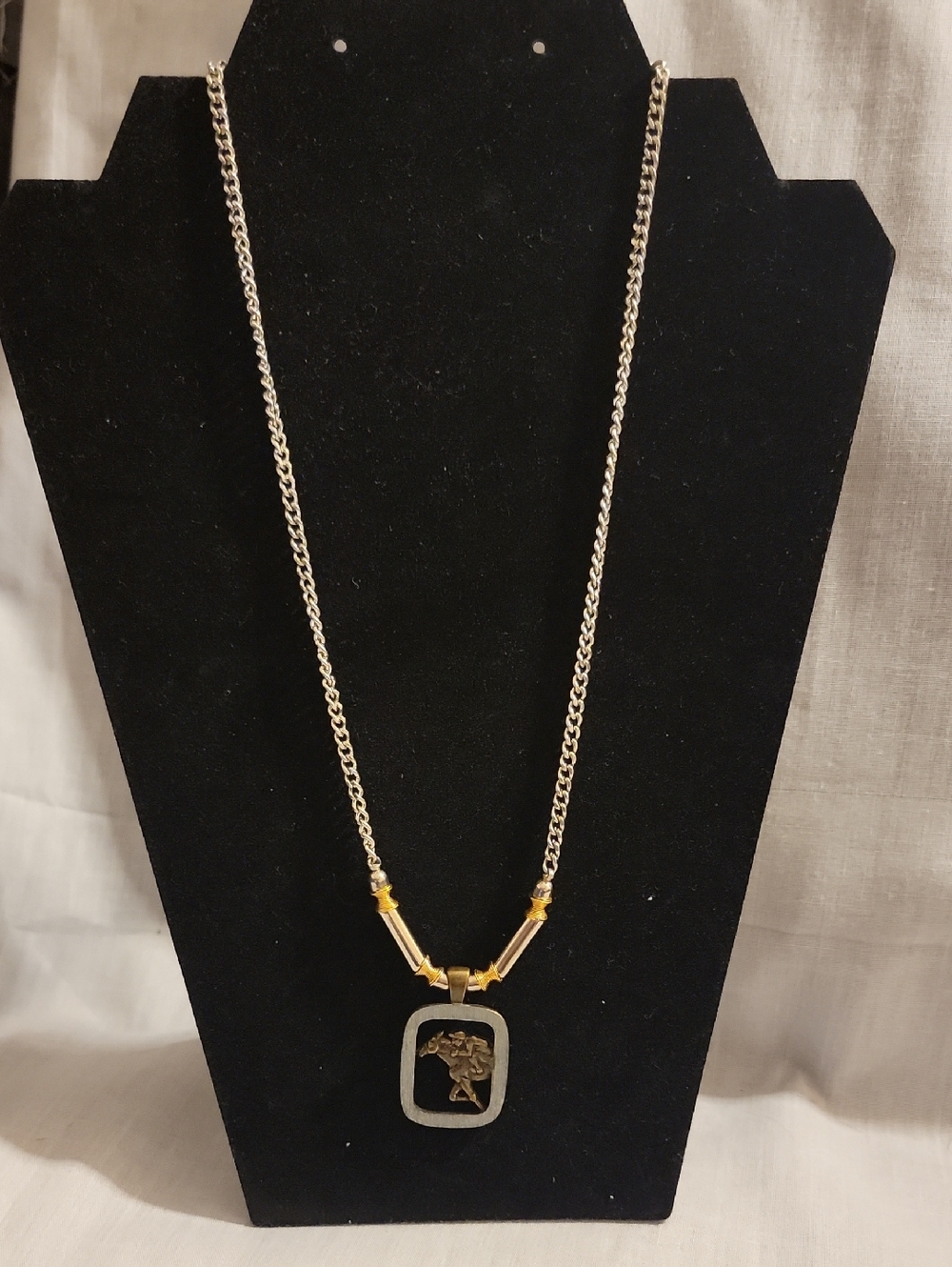 Gold & Silver Tone HORSE Pendant Necklace